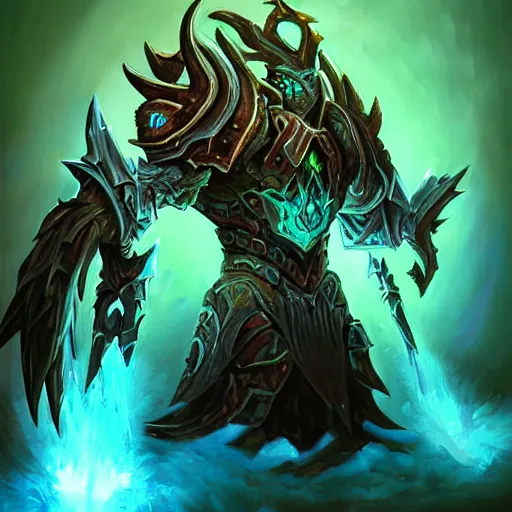 Image similar to very beautiful oil painting wraith king from dota 2,