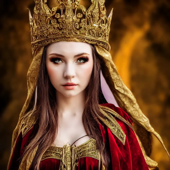 Image similar to photo of a very beautiful!! elf queen with ornate robes, highly detailed, 4 k, hdr, smooth, sharp focus, high resolution, award - winning photo