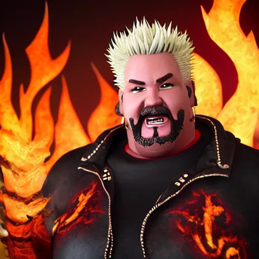 Image similar to Guy Fieri as a World of Warcraft villain octane render 4D Ray Tracing lighting award winning photography