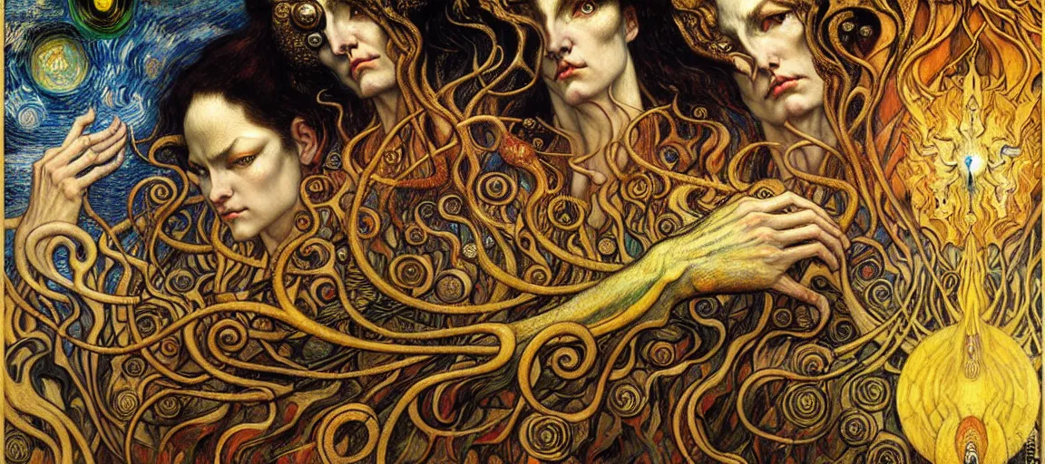 Image similar to Divine Chaos Engine by Karol Bak, Jean Delville, William Blake, Gustav Klimt, and Vincent Van Gogh, symbolist, visionary