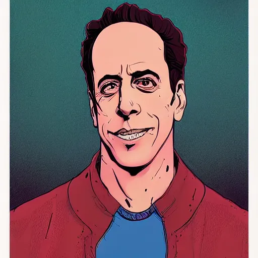 Prompt: a study of cell shaded portrait of jerry seinfeld 23 concept art, llustration, post grunge, concept art by josan gonzales and wlop, by james jean, Victo ngai, David Rubín, Mike Mignola, Laurie Greasley, highly detailed, sharp focus, alien, Trending on Artstation, HQ, deviantart, art by artgem
