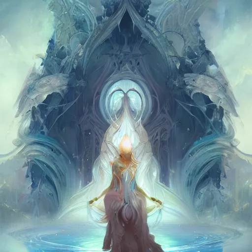 Image similar to a stunning serene emanation from angelarium, symmetry composition, by pete mohrbacher and artgerm and wlop, digital art, highly detailed, intricate, fantasy, mystical, ethereal, Trending on Artstation HQ, deviantart, unreal engine, 4K UHD image