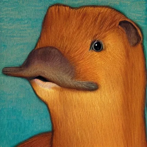 Prompt: the mona lisa with the face of a capybara