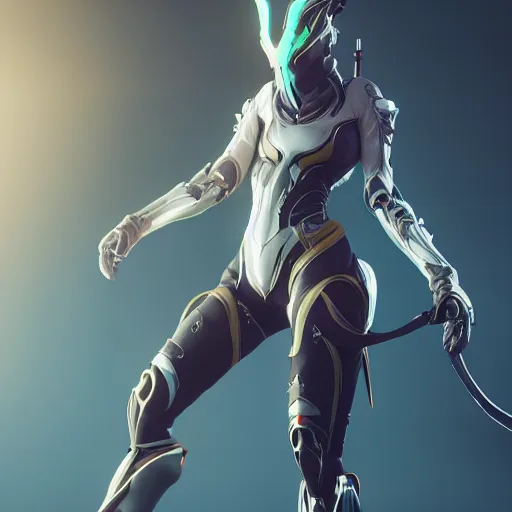 Image similar to female warframe in anime outfit, 8k resolution, high detail, ULTRA REALISTIC VFX, reflections, octane render, CGSociety