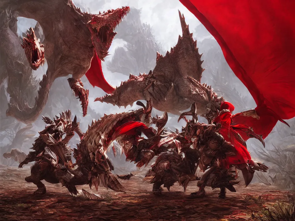 a fight between a Rathalos and Diablos, Monster, Stable Diffusion