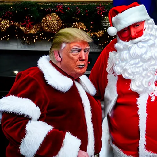 Image similar to donald trump kissing santa clause