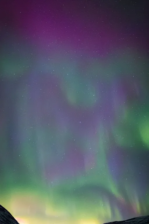 Prompt: matte painting layered night sky in northern Norway, Stars and northern lights. Cyril Roland naomi okubo.