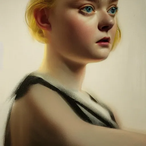 Prompt: a striking hyper real painting of Elle Fanning by Pierre-Auguste