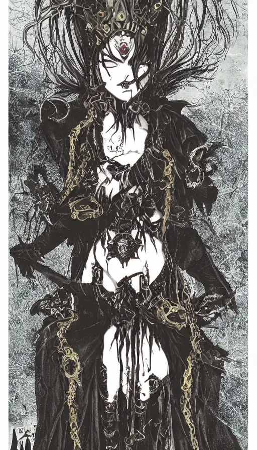 Image similar to ghoulpunk high priestess by Suehiro Maruo and Pamela Colman Smith