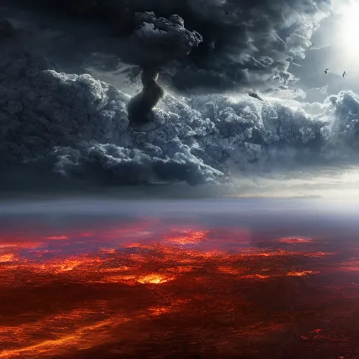 Image similar to the end of the world when the sun expands and burns the earth, highly detailed matte painting, 4 k