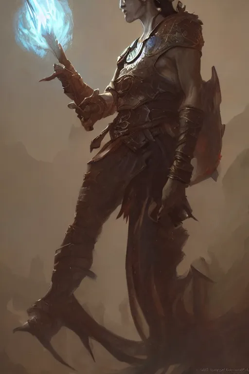 Image similar to dungeons and dragons character full body side profile portrait, dramatic light, dungeon background, 2 0 0 mm focal length, painted by stanley lau, painted by greg rutkowski, painted by stanley artgerm, digital art, trending on artstation