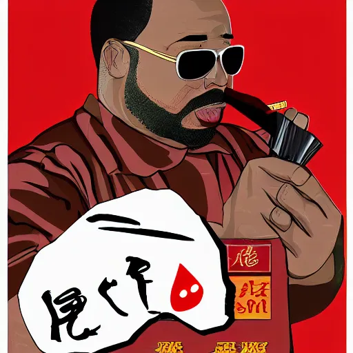 Image similar to suge knight smoke ciggars, gta chinatown art style