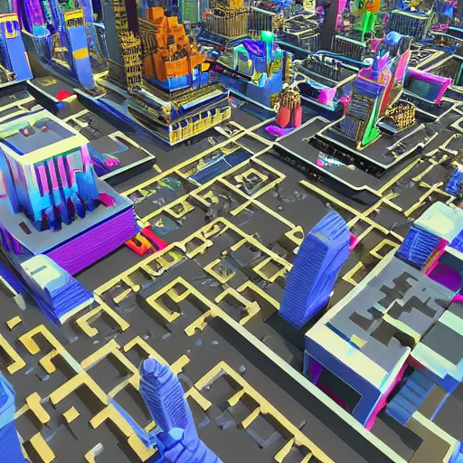 Prompt: Sci-Fi City - Voxel Art, behance, Magica Voxel