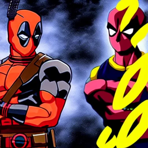 Image similar to deadpool in dragon ball z, 4 k