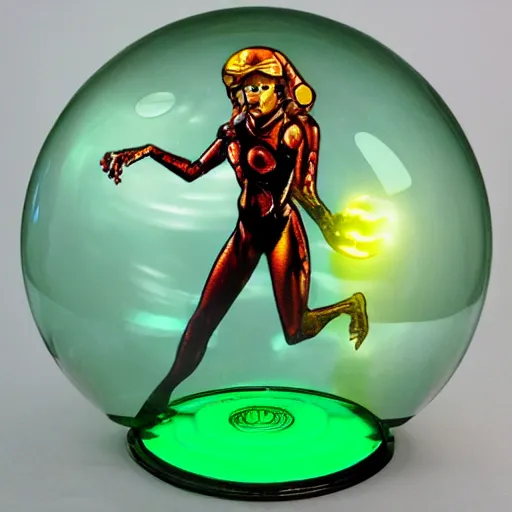 Image similar to a really shiny translucent metroid from the metroid series