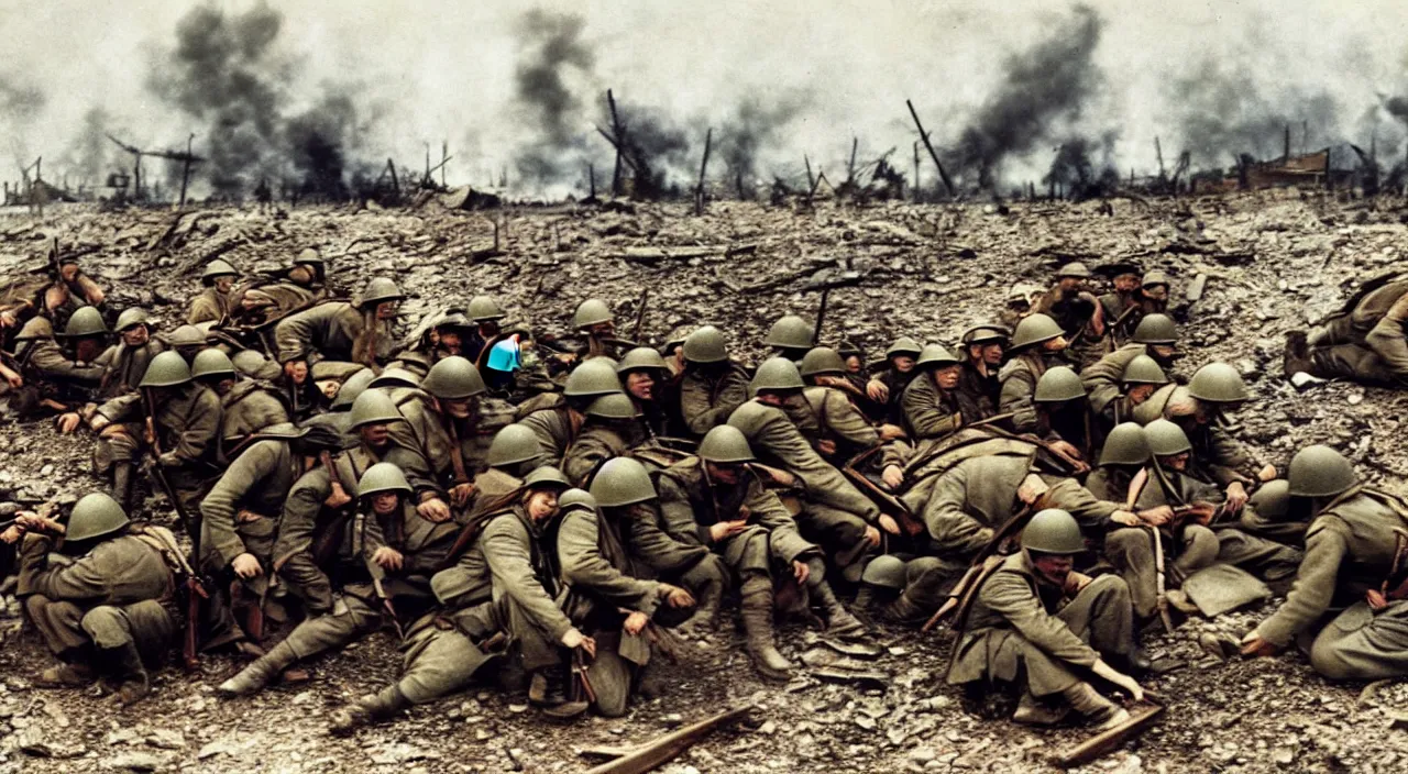 Image similar to first-world-war,colorised,photograph