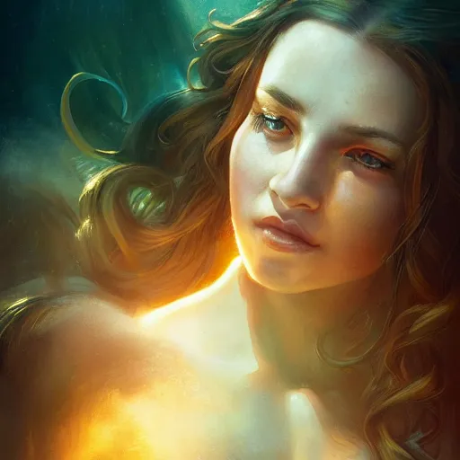 Image similar to seductive Aphrodite portrait, atmospheric lighting, painted, intricate, volumetric lighting, beautiful, rich deep colors masterpiece, golden hour, sharp focus, ultra detailed, by Leesha Hannigan, Ross Tran, Thierry Doizon, Kai Carpenter,Ignacio Fernández Ríos