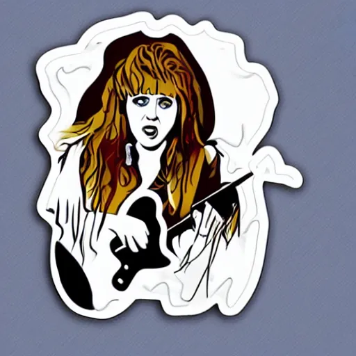 Image similar to stevie nicks playing guitar and singing, sticker - art, svg vector, adobe - illustrator