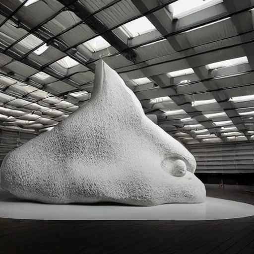 Image similar to a very large sculpture of a tooth in daniel arsham style