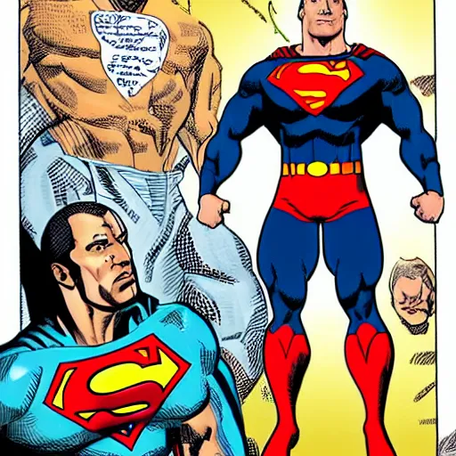 Image similar to the rock in a Superman costume