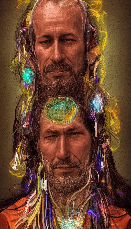 Prompt: portrait of a digital shaman, by studio 4 c