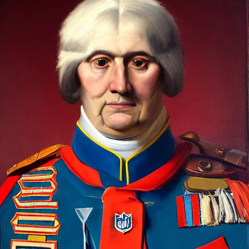 Image similar to facial portrait of nfl detroit lions dictator, military uniform, 1 8 3 4, oil on canvas by william sidney mount, oil on canvas, octane render