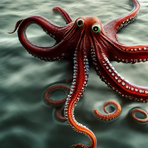 Prompt: A octopus in the ocean centered-photograph film still, tending on artstation dynamic action pose, National Geographic, insane detail, intricate, highly detailed, Zeiss Lens, DSLR photography, smooth, sharp focus, Unreal Engine 5, Octane Render, 85mm lens Redshift, depth of field 8K