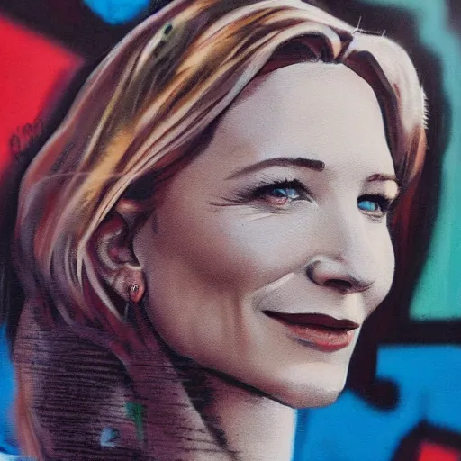 Image similar to grafitti of cate blanchett