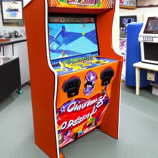 Image similar to an arcade cabinet, in the style of wallace and gromit