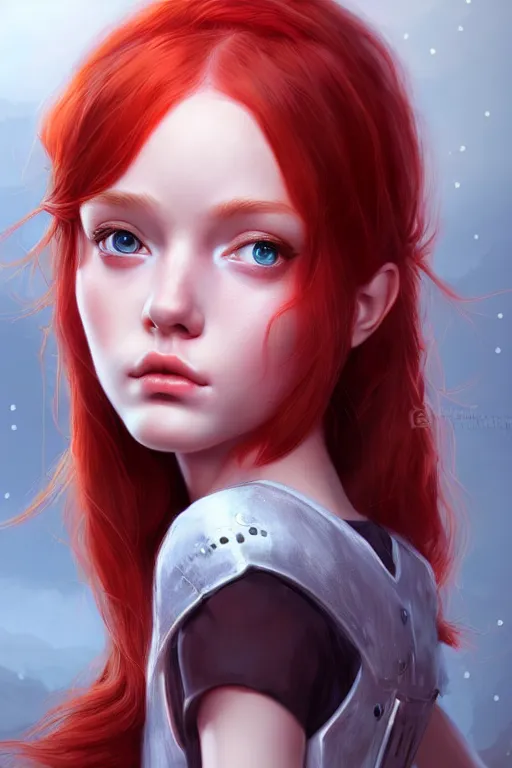 Image similar to ultra realistic style illustration of a cute red haired young girl, sci - fi, fantasy, intricate, elegant, highly detailed, digital painting, artstation, concept art, smooth, sharp focus, illustration, 8 k frostbite 3 engine, ultra detailed