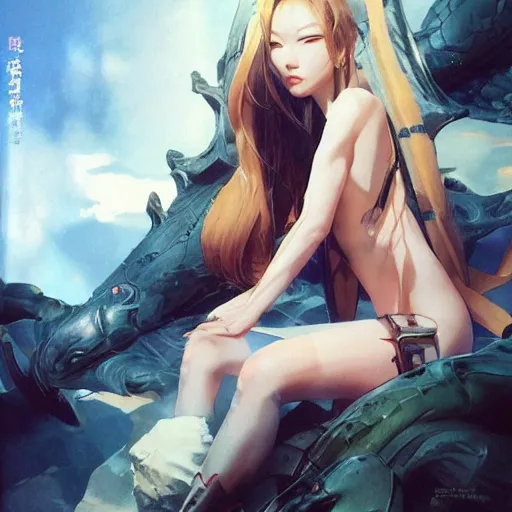 Image similar to lee jin - eun by peter andrew jones and akihiko yoshida, rule of thirds, seductive look, beautiful