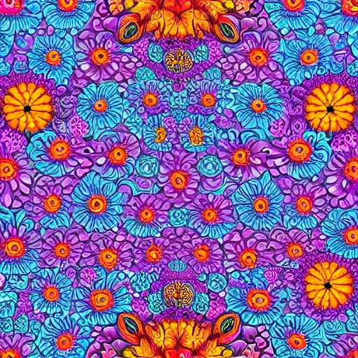 Image similar to louis wain fractal cats, mandelbrot cat, floral cat, cat made of flowers, vivid colors, detailed painting