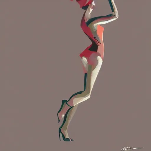 Image similar to an expressive stylized digital painting of a figure in a dynamic pose