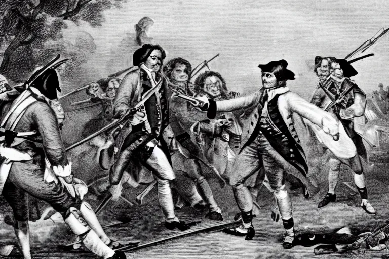 Image similar to Barack Obama fighting in the revolutionary war with a musket
