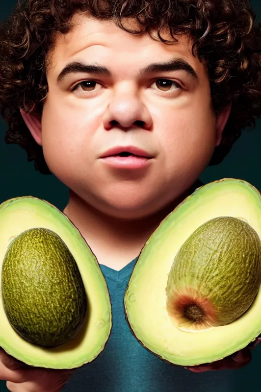 Image similar to 📷 gaten matarazzo face is an avocado seed 🥑, made of food, head portrait, dynamic lighting, 4 k