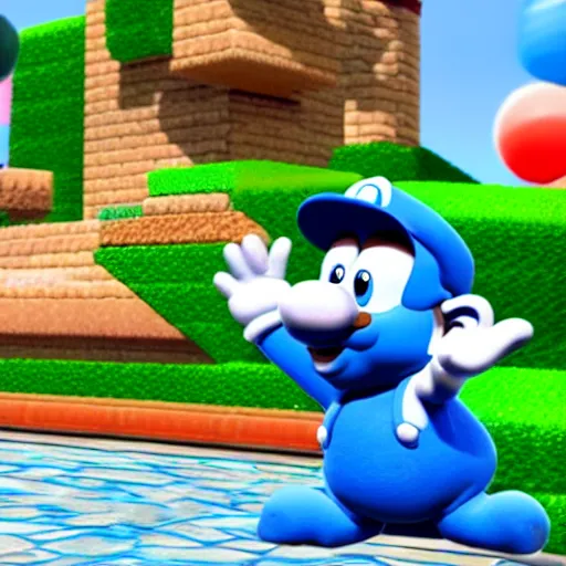 Prompt: smurfs in super mario 3 d world 4 k very high quality