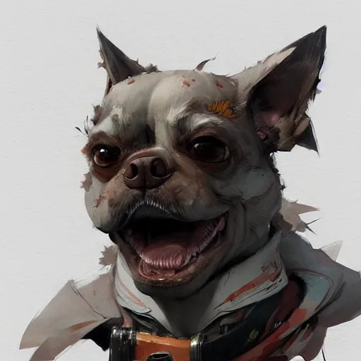 Prompt: concept art of anthropomorphized canine, highly detailed painting by dustin nguyen, akihiko yoshida, greg tocchini, 4 k, trending on artstation, 8 k