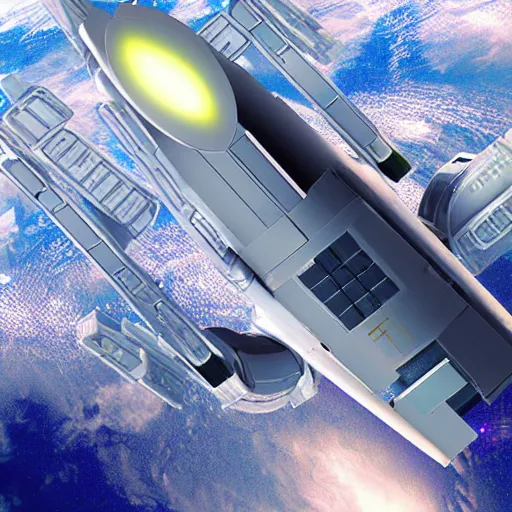 Image similar to a futuristic freighter spaceship in space