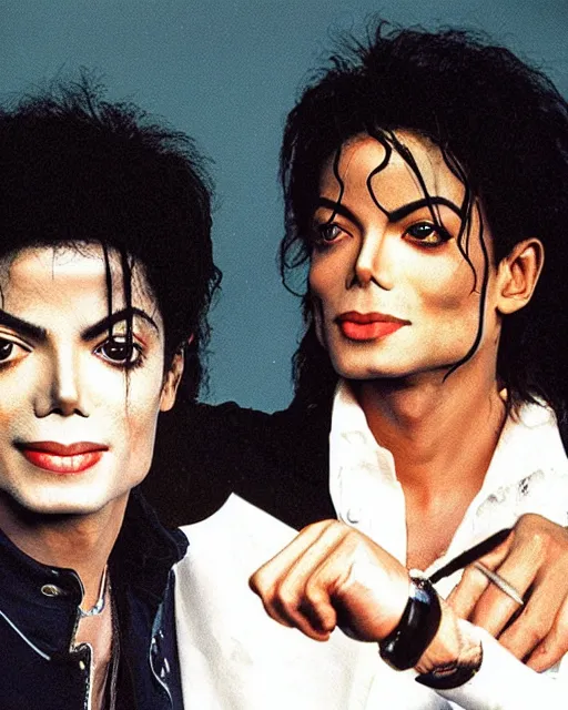 Image similar to genetic combination of michael jackson and paul mccartney, photographed in 1 9 9 7, dynamic lighting, ultra detailed, award winning photo