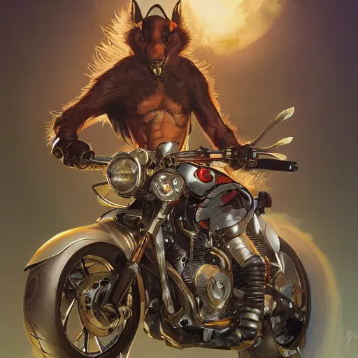 Image similar to biker mice from mars, fantasy, d & d, portrait, highly detailed, digital painting, artstation, concept art, sharp focus, illustration, art by artgerm and greg rutkowski and alphonse mucha