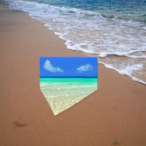 Image similar to a beach with a puppy on it