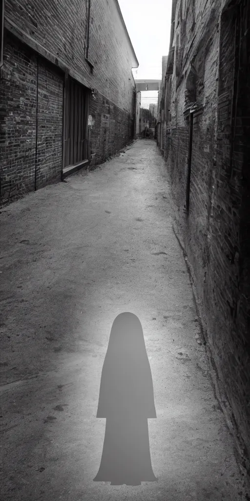Prompt: photo of a ghost in an alley