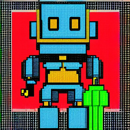 Image similar to pixelart robot.