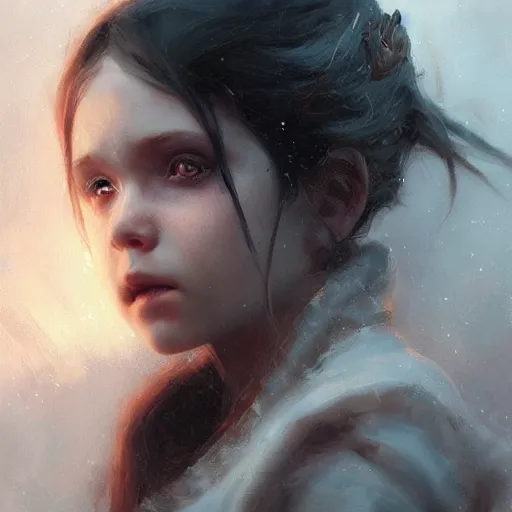 Image similar to Portrait of a small vampire girl, detailed face, fantasy, highly detailed, cinematic lighting, digital art painting by greg rutkowski