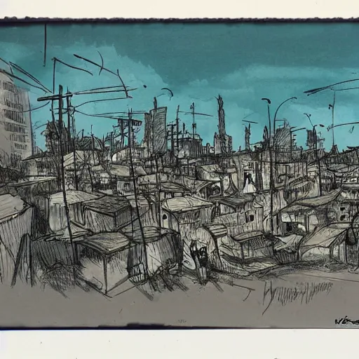 Image similar to milt kahl sketch of slums of miami