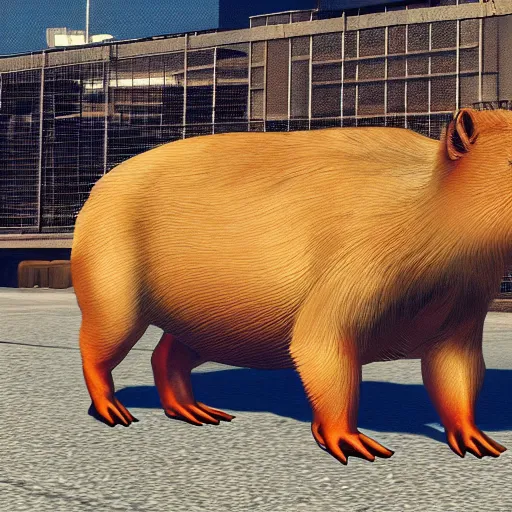 Image similar to a capybara, gta 5 cover art style
