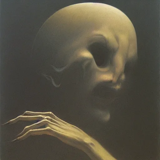 Image similar to witch by Zdzisław Beksiński, oil on canvas