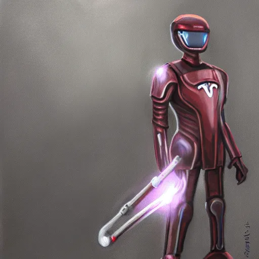 Prompt: tesla bot holding a weapon photorealistic digital painting