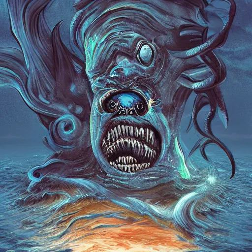 Image similar to Monsters of the deep sea, nightmare 4k digital art