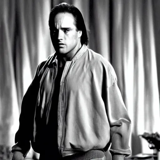 Prompt: film still of marlon brando in the big lebowski